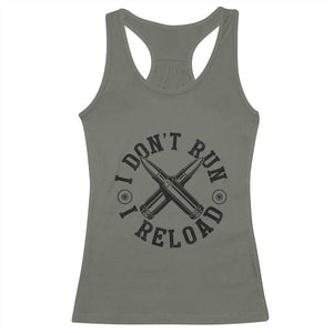 Gun Rights Racerback Tank Top I Don't Run I Reload Gun Rights American Flag patriots TS02 Military Green Print Your Wear
