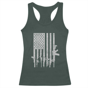 American Flag Rifle Guns Racerback Tank Top Cool Pro Gun Retro Distressed TS02 Dark Forest Green Print Your Wear