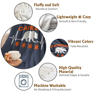 Cardiac Bear Heart Rate Throw Blanket Funny Heart-Stopping Game Day Sport Fans TS02 Print Your Wear
