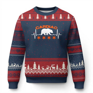 Cardiac Bear Heart Rate Ugly Christmas Sweater Funny Heart-Stopping Game Day Sport Fans TS02 Navy Red Print Your Wear