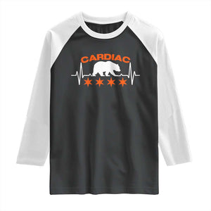 Cardiac Bear Heart Rate Raglan Shirt Funny Heart-Stopping Game Day Sport Fans TS02 Black White Print Your Wear