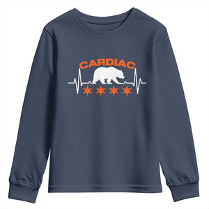 Cardiac Bear Heart Rate Youth Sweatshirt Funny Heart-Stopping Game Day Sport Fans TS02 Navy Print Your Wear