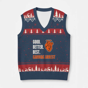 Good Better Best Cardiac Arrest Heart Graphic V-Neck Knit Sweater Vest Funny Heart-Stopping Game Day Sport Fans TS02 Navy Red Print Your Wear