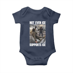 Not Even Ice Supports Ice Baby Onesie Viral Political Ice Slipping Meme Against Ice Satire TS02 Navy Print Your Wear