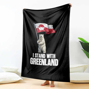 I Stand With Greenland Throw Blanket Cute Polar Bear Holding Flag Political Support TS02 Print Your Wear