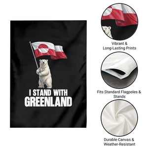 I Stand With Greenland Garden Flag Cute Polar Bear Holding Flag Political Support TS02 Print Your Wear