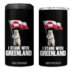 I Stand With Greenland 4 in 1 Can Cooler Tumbler Cute Polar Bear Holding Flag Political Support TS02 One Size: 16 oz Black Print Your Wear