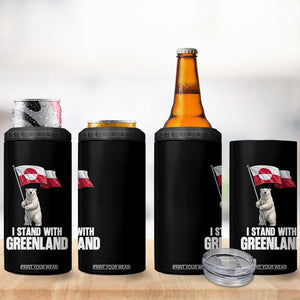 I Stand With Greenland 4 in 1 Can Cooler Tumbler Cute Polar Bear Holding Flag Political Support TS02 Print Your Wear