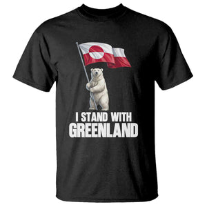 I Stand With Greenland T Shirt Cute Polar Bear Holding Flag Political Support TS02 Black Print Your Wear