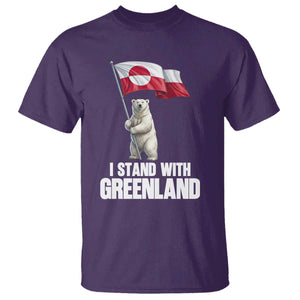 I Stand With Greenland T Shirt Cute Polar Bear Holding Flag Political Support TS02 Purple Print Your Wear