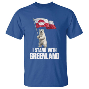I Stand With Greenland T Shirt Cute Polar Bear Holding Flag Political Support TS02 Royal Blue Print Your Wear