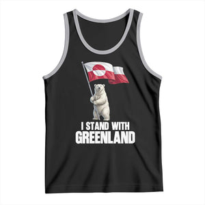 I Stand With Greenland Tank Top Cute Polar Bear Holding Flag Political Support TS02 Black Athletic Heather Print Your Wear
