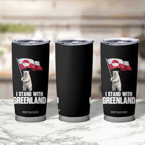 I Stand With Greenland Tumbler Cup Cute Polar Bear Holding Flag Political Support TS02 Print Your Wear