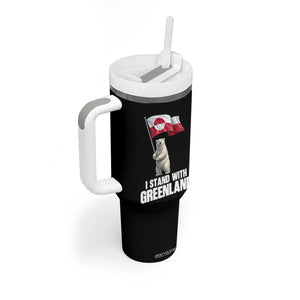 I Stand With Greenland Tumbler With Handle Cute Polar Bear Holding Flag Political Support TS02 Print Your Wear