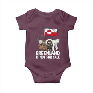 Greenland Is Not For Sale Baby Onesie Arctic Animal Resist Protest Greenland Flag TS02 Maroon Print Your Wear
