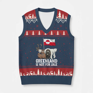 Greenland Is Not For Sale V-Neck Knit Sweater Vest Arctic Animal Resist Protest Greenland Flag TS02 Navy Red Print Your Wear