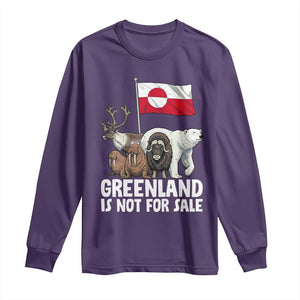Greenland Is Not For Sale Long Sleeve Shirt Arctic Animal Resist Protest Greenland Flag TS02 Purple Print Your Wear
