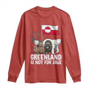 Greenland Is Not For Sale Long Sleeve Shirt Arctic Animal Resist Protest Greenland Flag TS02 Red Print Your Wear