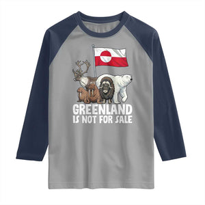 Greenland Is Not For Sale Raglan Shirt Arctic Animal Resist Protest Greenland Flag TS02 Sport Gray Navy Print Your Wear