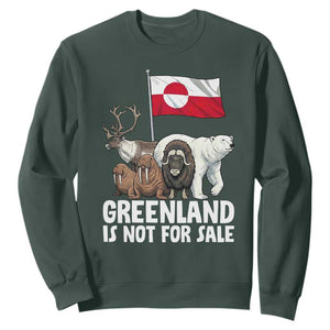 Greenland Is Not For Sale Sweatshirt Arctic Animal Resist Protest Greenland Flag TS02 Dark Forest Green Print Your Wear