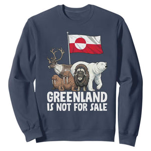 Greenland Is Not For Sale Sweatshirt Arctic Animal Resist Protest Greenland Flag TS02 Navy Print Your Wear