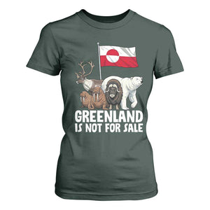 Greenland Is Not For Sale T Shirt For Women Arctic Animal Resist Protest Greenland Flag TS02 Dark Forest Green Print Your Wear