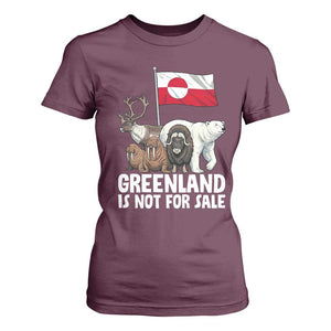 Greenland Is Not For Sale T Shirt For Women Arctic Animal Resist Protest Greenland Flag TS02 Maroon Print Your Wear