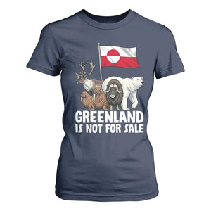 Greenland Is Not For Sale T Shirt For Women Arctic Animal Resist Protest Greenland Flag TS02 Navy Print Your Wear