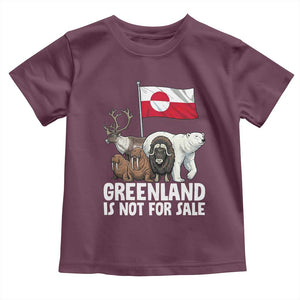 Greenland Is Not For Sale Toddler T Shirt Arctic Animal Resist Protest Greenland Flag TS02 Maroon Print Your Wear