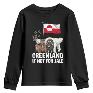 Greenland Is Not For Sale Youth Sweatshirt Arctic Animal Resist Protest Greenland Flag TS02 Black Print Your Wear