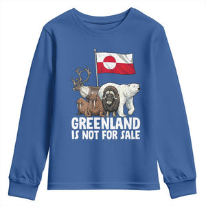 Greenland Is Not For Sale Youth Sweatshirt Arctic Animal Resist Protest Greenland Flag TS02 Royal Blue Print Your Wear