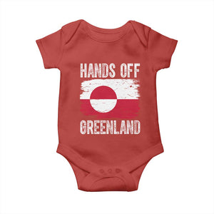 Hands Off Greenland Baby Onesie Distressed Flag Resist Political Protest TS02 Red Print Your Wear