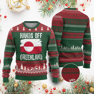 Hands Off Greenland Ugly Christmas Sweater Distressed Flag Resist Political Protest TS02 Red Green Print Your Wear
