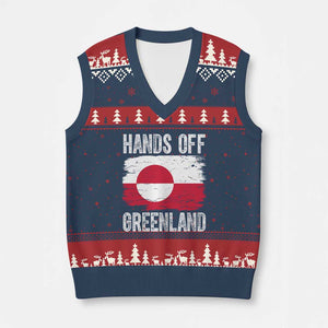 Hands Off Greenland V-Neck Knit Sweater Vest Distressed Flag Resist Political Protest TS02 Navy Red Print Your Wear
