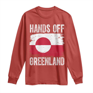Hands Off Greenland Long Sleeve Shirt Distressed Flag Resist Political Protest TS02 Red Print Your Wear