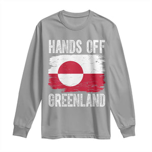 Hands Off Greenland Long Sleeve Shirt Distressed Flag Resist Political Protest TS02 Sport Gray Print Your Wear
