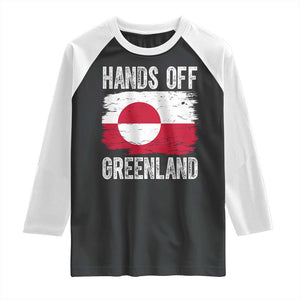 Hands Off Greenland Raglan Shirt Distressed Flag Resist Political Protest TS02 Black White Print Your Wear