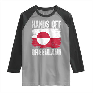 Hands Off Greenland Raglan Shirt Distressed Flag Resist Political Protest TS02 Sport Gray Black Print Your Wear