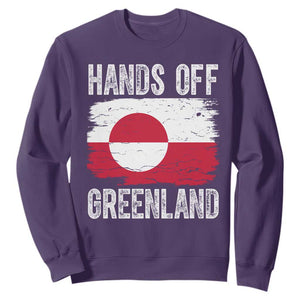 Hands Off Greenland Sweatshirt Distressed Flag Resist Political Protest TS02 Purple Print Your Wear
