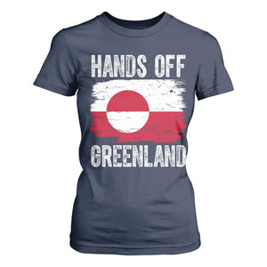 Hands Off Greenland T Shirt For Women Distressed Flag Resist Political Protest TS02 Navy Print Your Wear