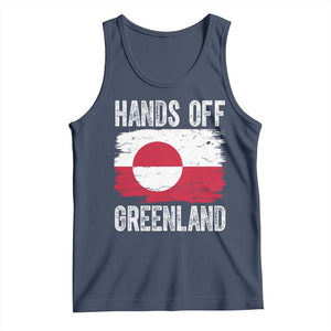 Hands Off Greenland Tank Top Distressed Flag Resist Political Protest TS02 Navy Print Your Wear