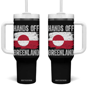 Hands Off Greenland Tumbler With Handle Distressed Flag Resist Political Protest TS02 One Size: 40 oz Black Print Your Wear