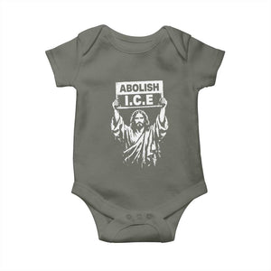 Jesus Abolish Ice Protest Baby Onesie Religious Faith Justice and Freedom Resistance TS02 Military Green Print Your Wear
