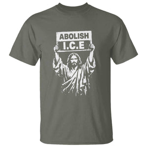 Jesus Abolish Ice Protest T Shirt Religious Faith Justice and Freedom Resistance TS02 Military Green Print Your Wear