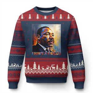 I Have A Dream Inspirational MLK Quotes Ugly Christmas Sweater Equality and Justice Martin Luther King Tribute TS02 Navy Red Print Your Wear