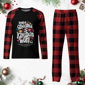 Floral Scripture for Grandmother Plaid Pajama Set Being a Grandma is Kingdom Work Christian Faith Inpired TS02 Buffalo Plaid Print Your Wear