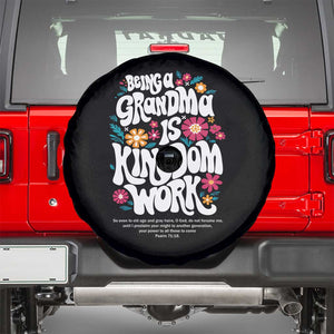 Floral Scripture for Grandmother Spare Tire Cover Being a Grandma is Kingdom Work Christian Faith Inpired TS02 Black Print Your Wear