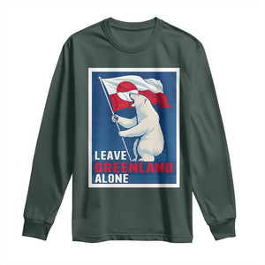 Leave Greenland Alone Polar Bear Resist Long Sleeve Shirt Vintage Patriotic Propaganda Sovereignty Protest TS02 Dark Forest Green Print Your Wear