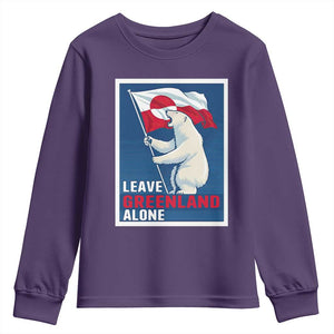 Leave Greenland Alone Polar Bear Resist Youth Sweatshirt Vintage Patriotic Propaganda Sovereignty Protest TS02 Purple Print Your Wear