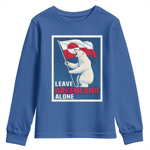 Leave Greenland Alone Polar Bear Resist Youth Sweatshirt Vintage Patriotic Propaganda Sovereignty Protest TS02 Royal Blue Print Your Wear